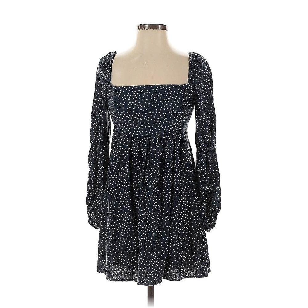 Park & Fifth Navy Blue Polka Dot Long Sleeve Mini Dress Womens Size Medium #P2